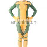 Yellow Hoodless Morph Costumes Body Zentai Suits Spandex Lycra Dress For Girl