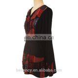 Latest Fashion Blouse Design High Neck Geometric Printed Patchwork Tunic Top thumbnail-4