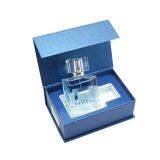 Custom Logo Blue Rigid Paper Cardboard Flip Lid Cosmetics Perfume Gift Box thumbnail-1