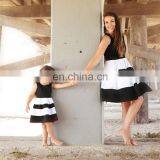 Family Matching Black White Striped Patchwork Dresses Kids Parent Child Outfits Mother and Daughter (this Link for MOM) thumbnail-3