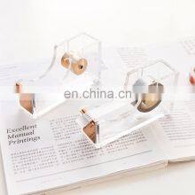 Classic Modern Design Clear Acrylic Gold Adhesive Tape Paper Cutter Tape Dispenser for Office thumbnail-2