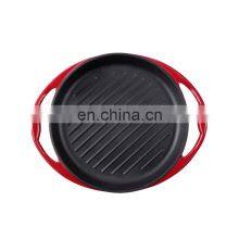 Enamel Cast Iron Korean Round Non-stick Griddle Bbq Grill Pan thumbnail-1