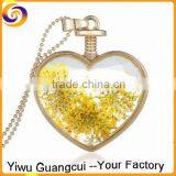 DIY Crystal Glass Heart Locket Necklace With Chrysanthemum thumbnail-1
