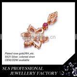 2015 Fashiondubai Latest Design 925 Stering Silver Rose Gold Plated Beautiful Flower Jewelry Set thumbnail-6