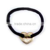Double Layer Style Hollow Design Heart Hair Tie With Charming Stones thumbnail-3