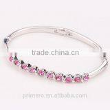 Fashion Colorful Crystal Bangles Silver Gold Plated Bracelet for Women Wedding Jewelry thumbnail-2