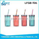 16OZ 20OZ PS/AS Double Wall Hard Plastic Cup With Lid and Straw thumbnail-4