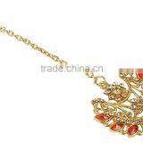 Indisn Gold Plated Crystal Made Dangle & Drop Design Earring With Maang Tikka For Women thumbnail-2