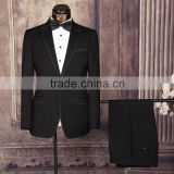 2016 latest design black men single breased point lapel polyester flap pockets suits