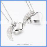 Trendy Jewelry Angel Wing Heart White K Plated Metal Cage Chime Box Sound Ball Pendant Pregnancy Necklaces For Women BAC-M046 thumbnail-1