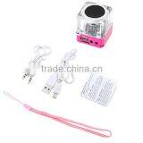 Rechargeable Built in Battery Transparent Micro Usb sd Speaker Clock