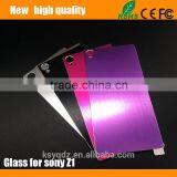 2.5D Titanium Alloy Brushed Metal Tempered Glass Screen Protector Guard for SONY Z1 Front + Back thumbnail-4