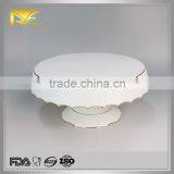 china supplier gold embossed cake stand, ceramic cake plate, custom ceramic plates