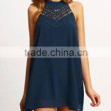2016 Woman Sleeveless Lace Neck Hot Summer Chiffon Casual Short Dress, Plus Size Women Dress SY1601 thumbnail-1