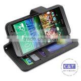 C&T Credit Card ID Holders STAND Flip Genuine Leather Wallet Cover for HTC One M9 thumbnail-5