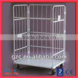 500kg Load Warehouse Logistic Workshop Steel Wire Foldable Roll Trolley Cart Gray