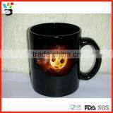 Solid Black Color 11oz Fire Football Printing Ceramic Mug With Handle thumbnail-1
