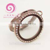 30 mm Coffee Color Stainless Steel Magnet Glass Floating Locket for Locket Floating Charm thumbnail-1