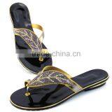 2016 New Design Top Quality Gold Leaf Pattern African Style Slippers for Women
