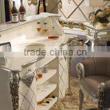 Comfortable French Louis XV Style Bar Chair, Silver Foil Leather Seat Bar Chair thumbnail-4