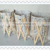 High Quality Round Home Foldable Laundry Storage Basket With Wood thumbnail-4
