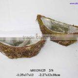 Boat Shape Planter With Moss thumbnail-1