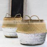 Gold Sequin Belly Basket, Storage Sea Grass Basket thumbnail-2
