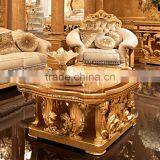 Luxury Fancy Customized European Louis XV Magnificent Exquisit Wood Carved Golden Living Room Furniture Sofa Chair Set thumbnail-2