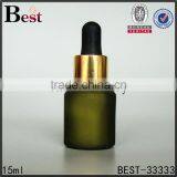 China Fancy High Quality Frosted 15ml Glass Essential Oil Bottle Gold Aluminum Dropper Bottle Glass Cosmetic Packaging thumbnail-1