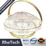 Fruit Bowl Storage Basket Brass Antique Rack With Glass Bowl thumbnail-1