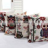 Decorative Pillowcase Capa de Almofadas Owls Linen Vintage Cushion Sofa Throw Pillows Cojines Cushions Home Decor thumbnail-1