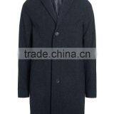 Navy Wool Crombie Overcoat Mens Single Breasted Trench Overcoat Lapel Turn-down Collar Winter Coat Jacket thumbnail-4
