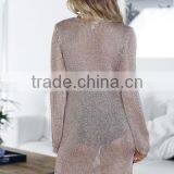 Fashion Shiny Gold Mesh Dress Long Sleeve Women Sexy Party Night Dress thumbnail-4