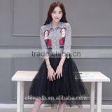 New 2016 Vestidos Winter Women Dress Blue Casual Package Hip Slim Elegant Boho Chic Dresses Female Polo Party Dresses Hot thumbnail-1