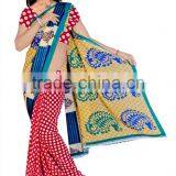 Flower Printed Designer Saree Full Border Design Print thumbnail-3