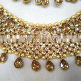 Golden Crystal Broad Payal ANKLETS Pair Feet Bracelet BRIDAL WEAR thumbnail-2