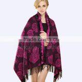 CX-B-P-70B Cheap Shawls Rabbit Fur Trim Cashmere Pashmina Scarf thumbnail-2