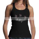 OEM Custom Tank Top Services Bling Flower Rhinestone Transfer Iron On Motif For Women Clothes