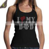 Latest Fashion AKA Afro Girl Rhinestone Transfer Motif On Cotton Black Fabric Tank Top Clothes thumbnail-5