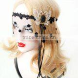 Butterfly Black Half Face Veils,lace Party Bar Veil,tassel Flower Mask Jewelry thumbnail-2