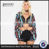 Custom Design Colorful Tribal Striped Dolman Kimono With Curved Hem Caplet Style Ladies Beachwear thumbnail-1