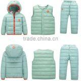 Custom Made New Design Casual Children Kids 3 Pcs Winter Clothing Sets(jacket+vest+pants) thumbnail-5
