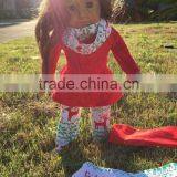 Christmas Americe Doll/kids 2 Sets FALL/Winter OUTFITS Scarf Pant Girls Reindeer Aztec Boutique Clothes Kids Turquoise Sets thumbnail-2