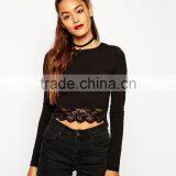 Top With Long Sleeves and Lace Trim Hem China Products thumbnail-1