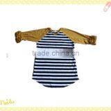 2017Hotsale Spring all Girls Cotton Ruffle Tops Wholesale Children Girls Ruffle Stripe Raglan Shirt thumbnail-1