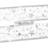 White Star Musical Notes Pattern Organza Satin Ribbon For Christmas Decoration 5.0cm thumbnail-1