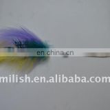 grizzly rooster clip in real feathers hair extension wholesale FHE-0313