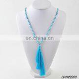Colorful Knoted Wooden Beaded Tassel Necklaces thumbnail-5