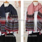 fashion high quality beautiful ladies spring nations wind scarf with fringe