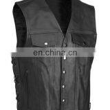 Two Pockets Leather Motorbike Vest thumbnail-1